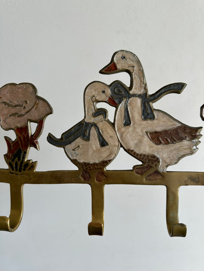 Applique murale petites oies et canards en laiton émaillé