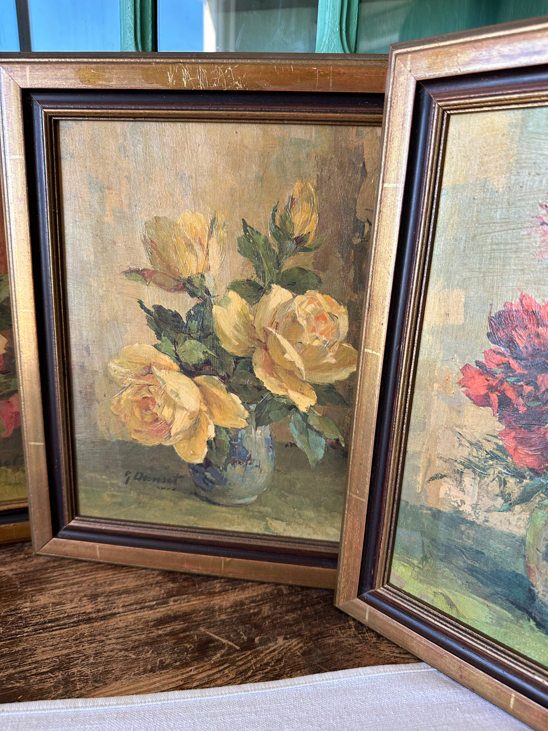 Peintures florales signées encadrées années 80