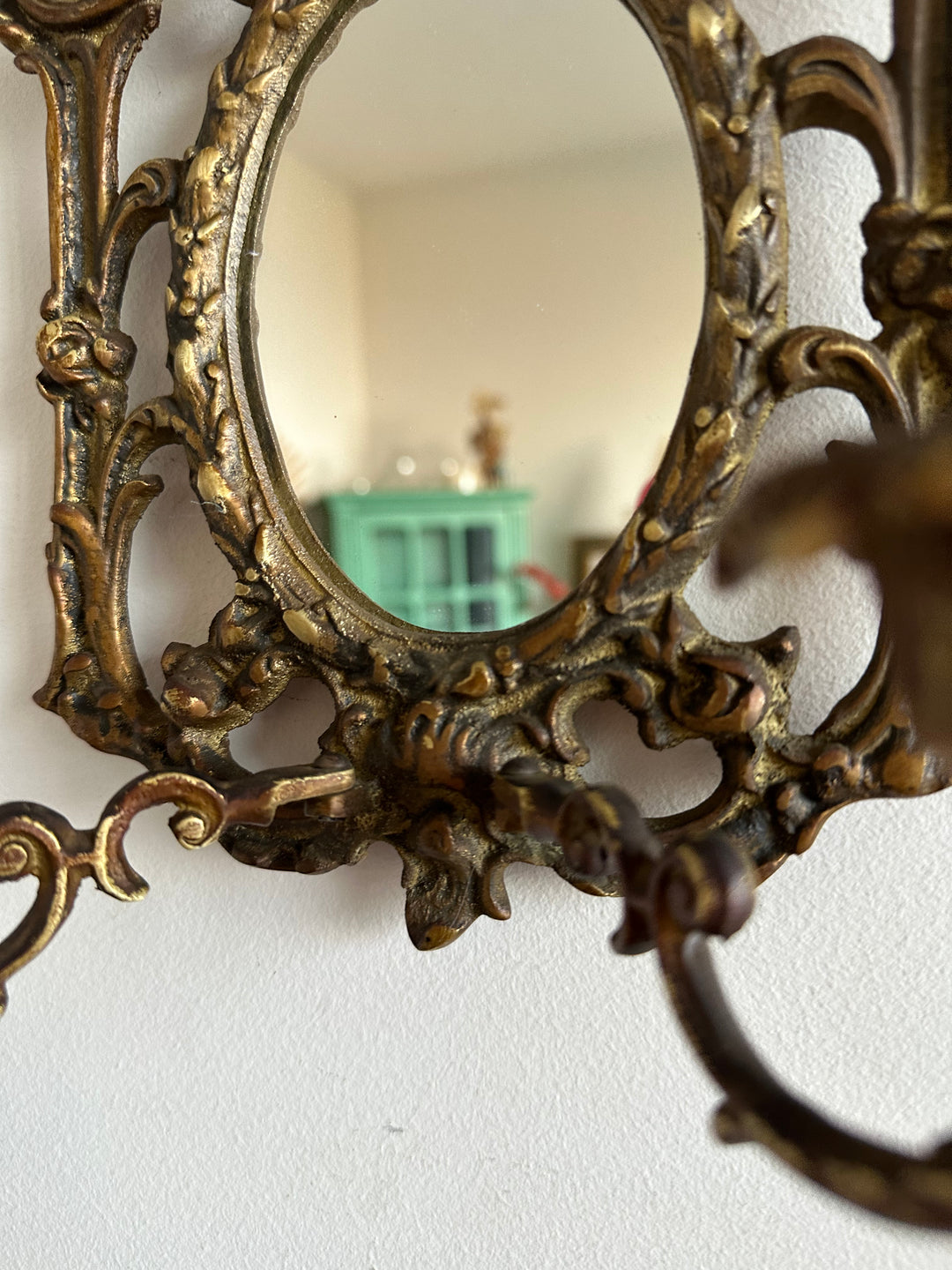 Miroir baroque en bronze bougeoirs amovibles