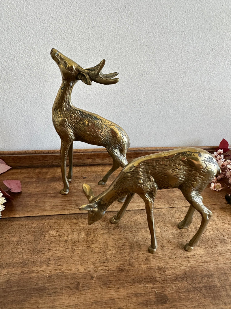 Cerf et biche en bronze