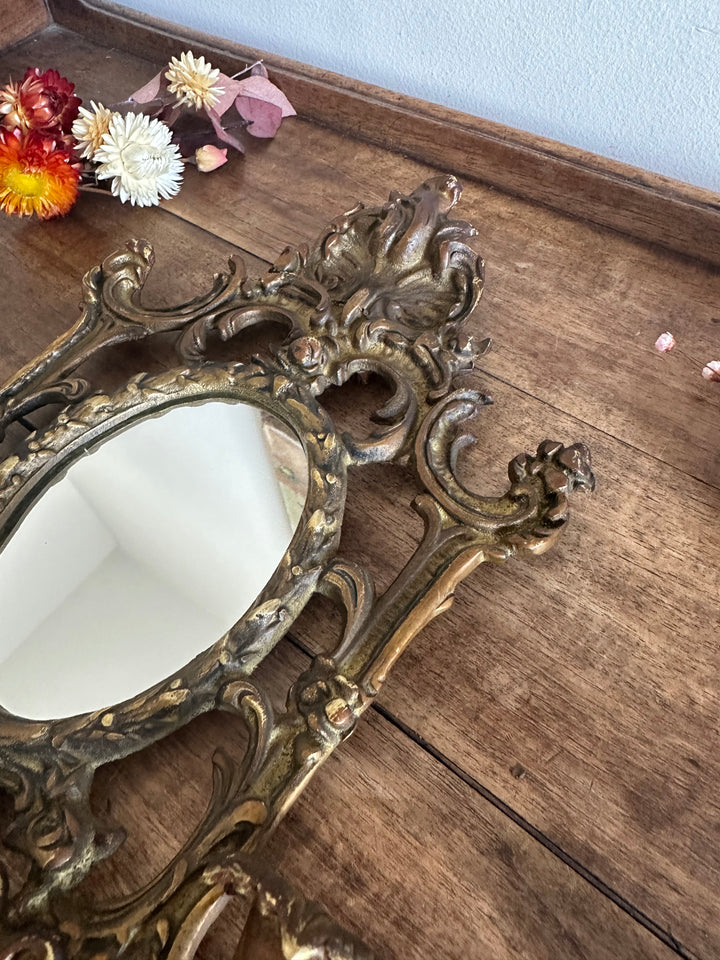 Miroir baroque en bronze bougeoirs amovibles