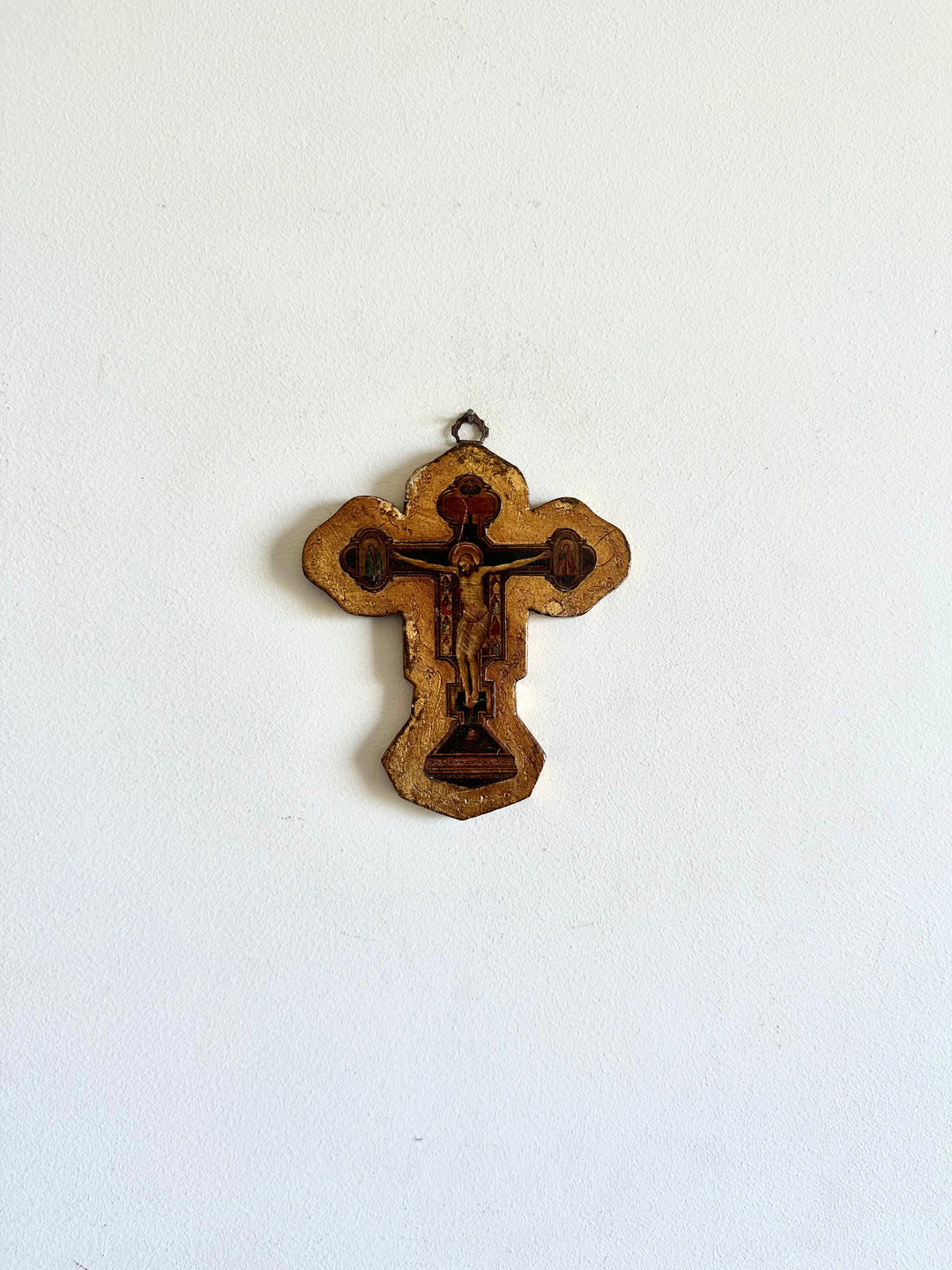 Icône crucifix en bois doré 1950