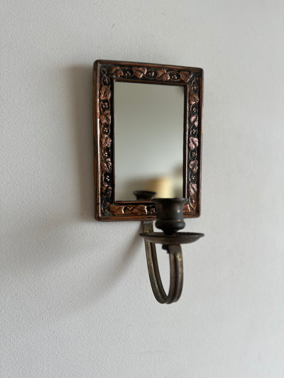 Miroir anglais en cuivre bougeoir frontal