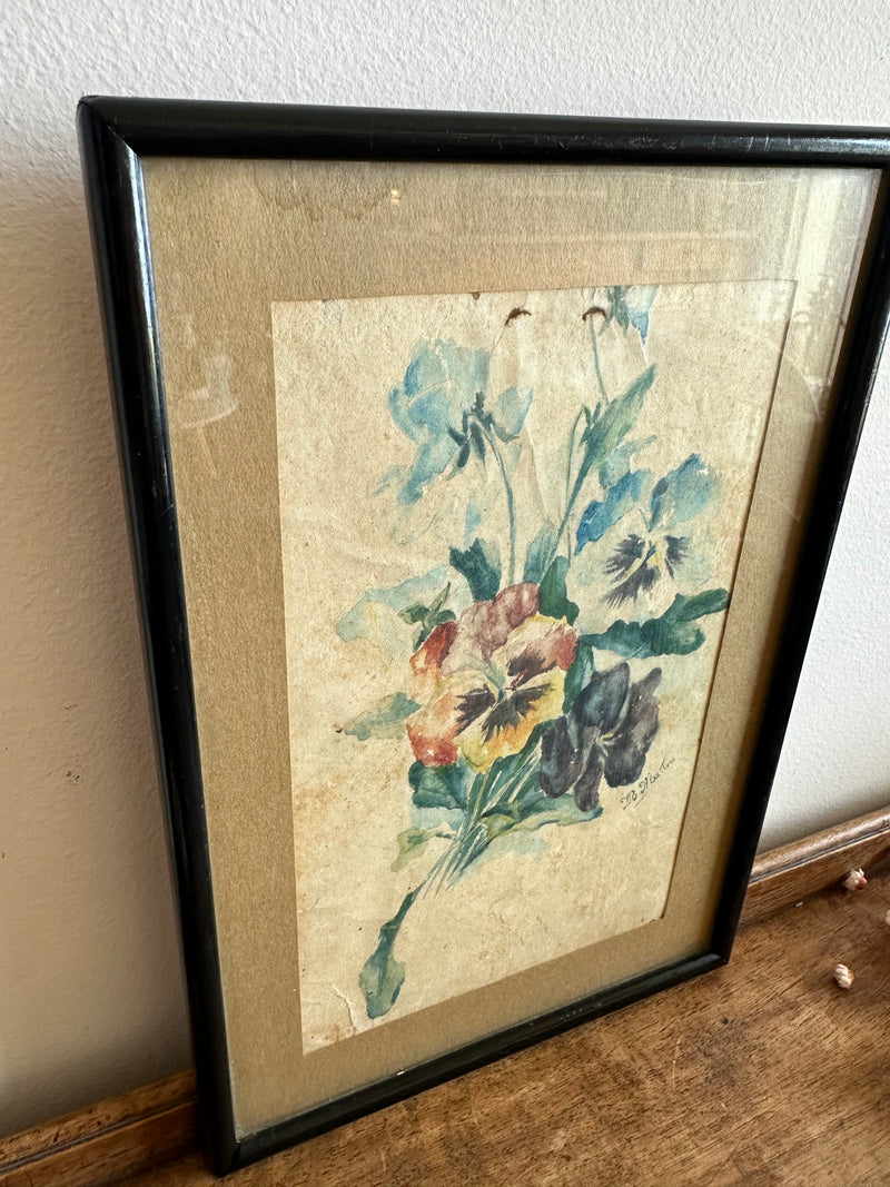 Aquarelle bouquet de fleurs années 1900