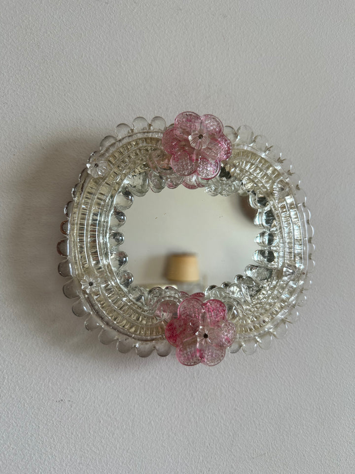 Miroir en verre de Murano taille mini fleurs roses