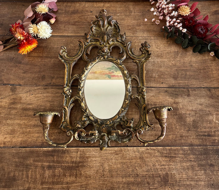 Miroir baroque en bronze bougeoirs amovibles