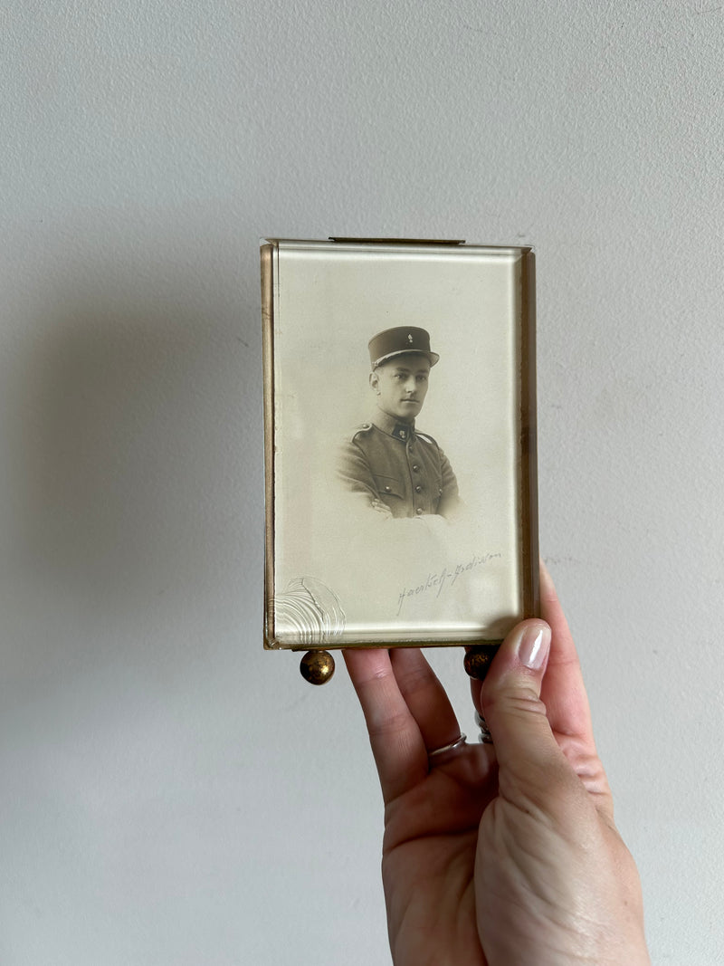 Cadres photos en laiton et verre biseauté époque Napoléon III