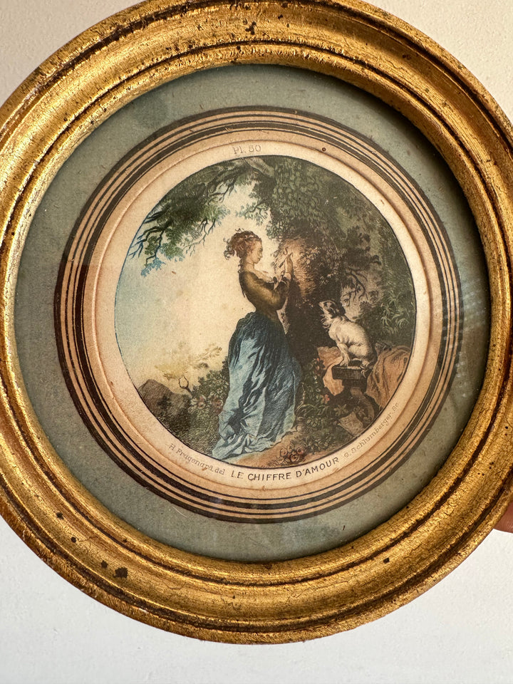 Gravures selon fragonard scène d'époque 19 ème