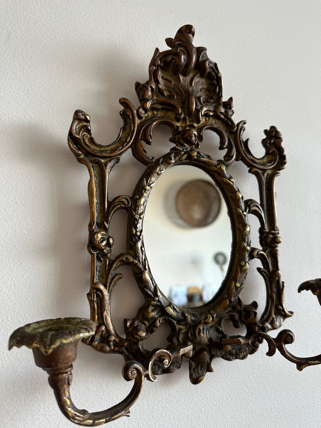 Miroir baroque en bronze bougeoirs amovibles