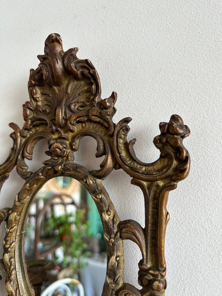 Miroir baroque en bronze bougeoirs amovibles