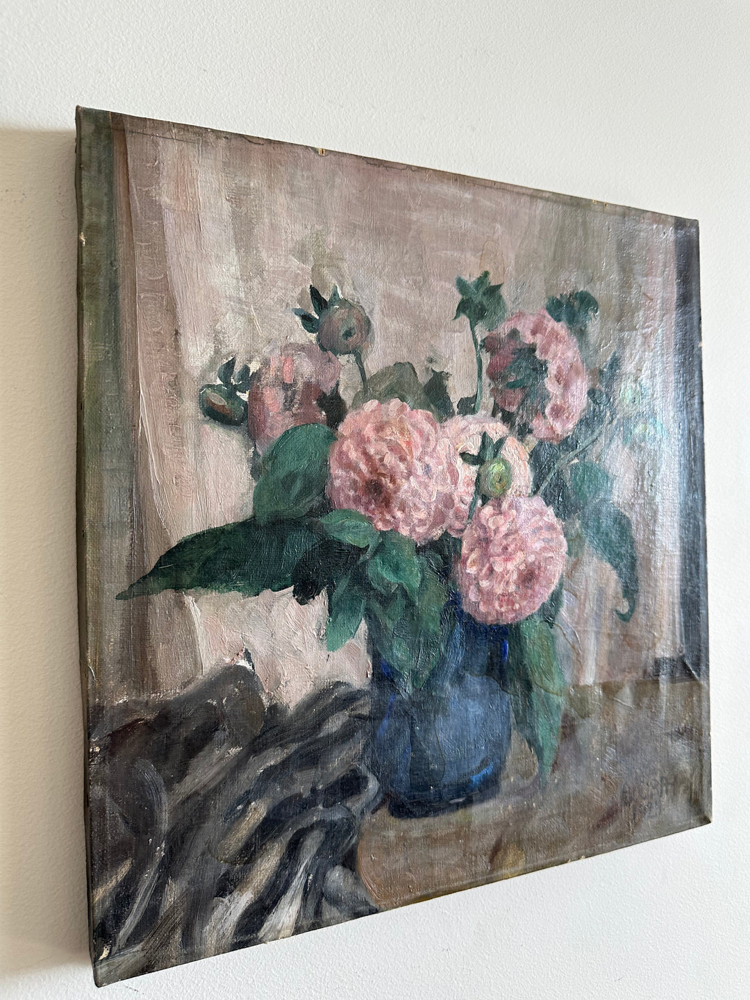 Peinture sur toile bouquet de fleurs roses 1924