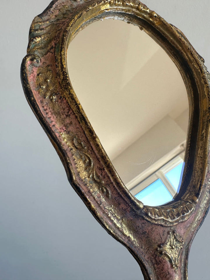 Miroir à main florentin en bois