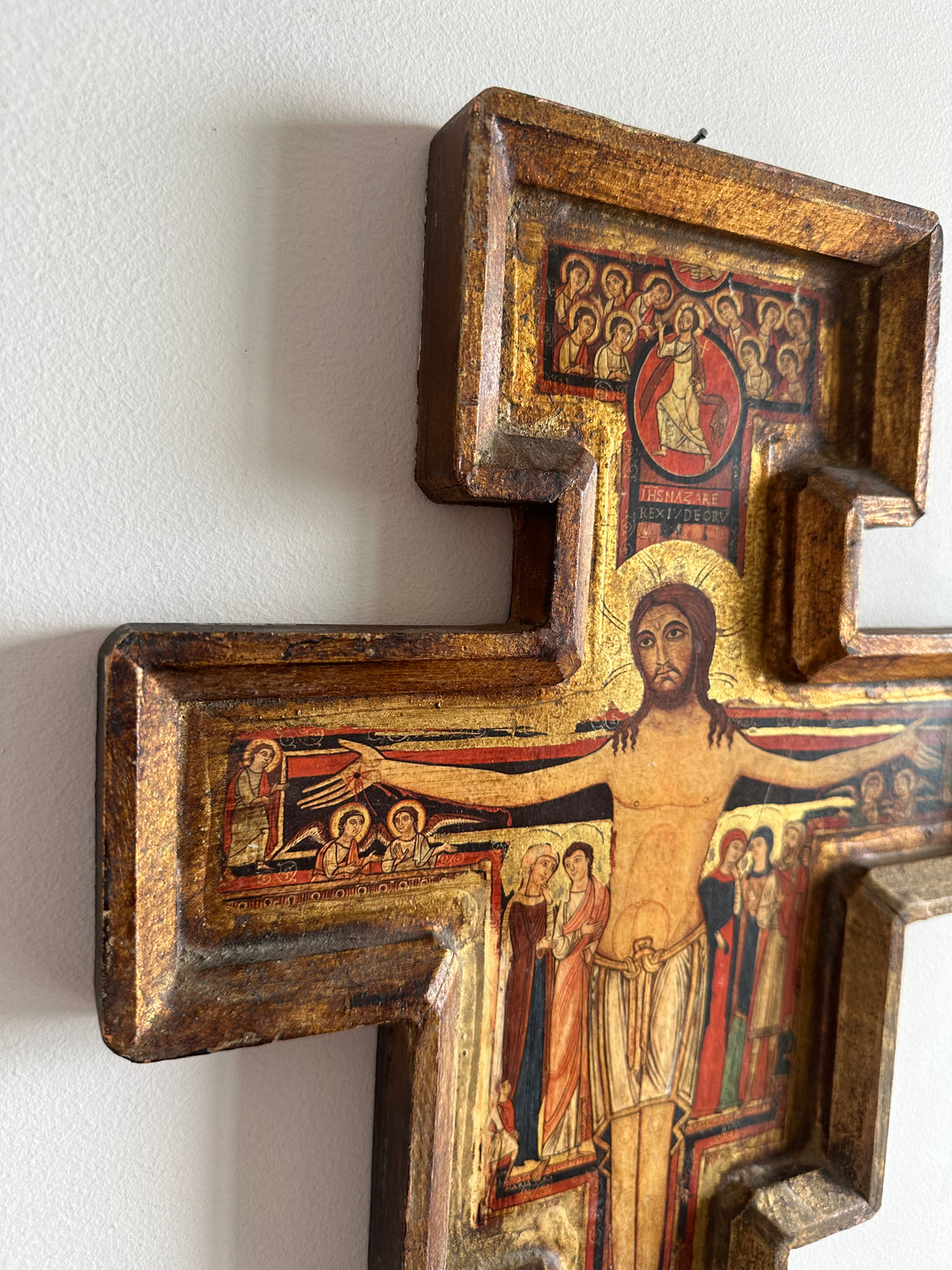 Icône religieuse Crucifix de Saint Damien support en bois