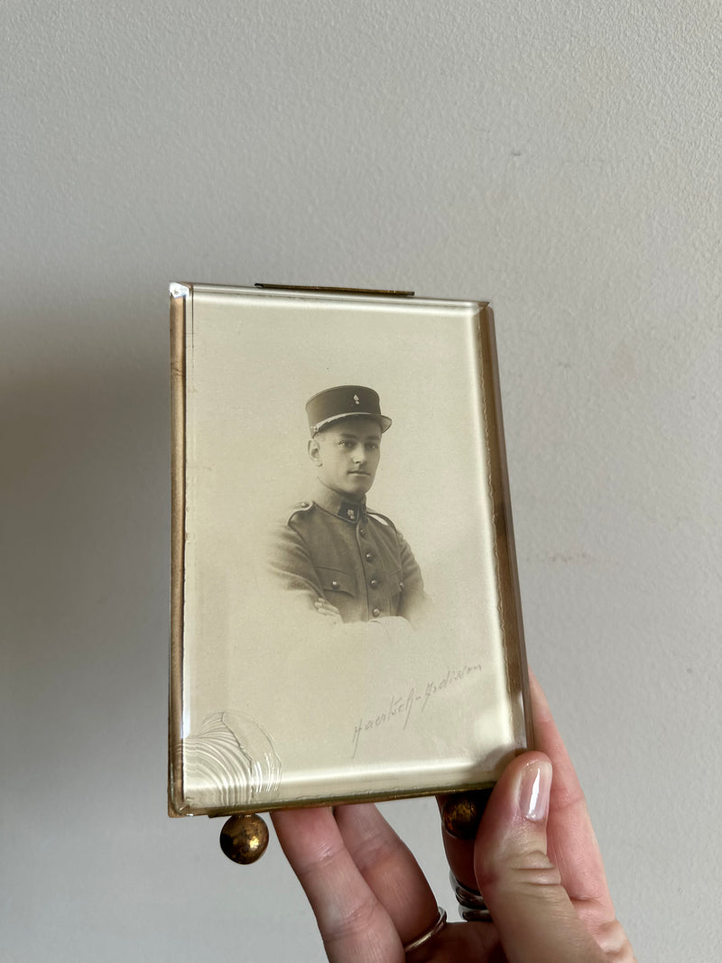 Cadres photos en laiton et verre biseauté époque Napoléon III