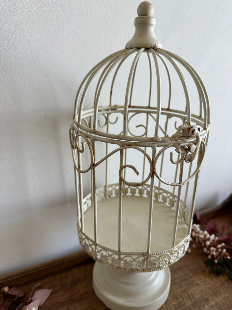 Cage décorative blanche frise fleurie