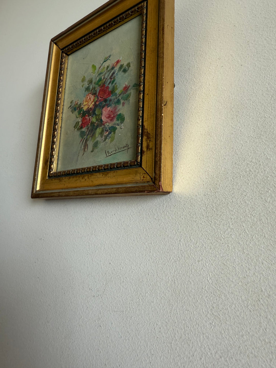 Peintures à l’huile bouquets de fleurs encadrement en bois