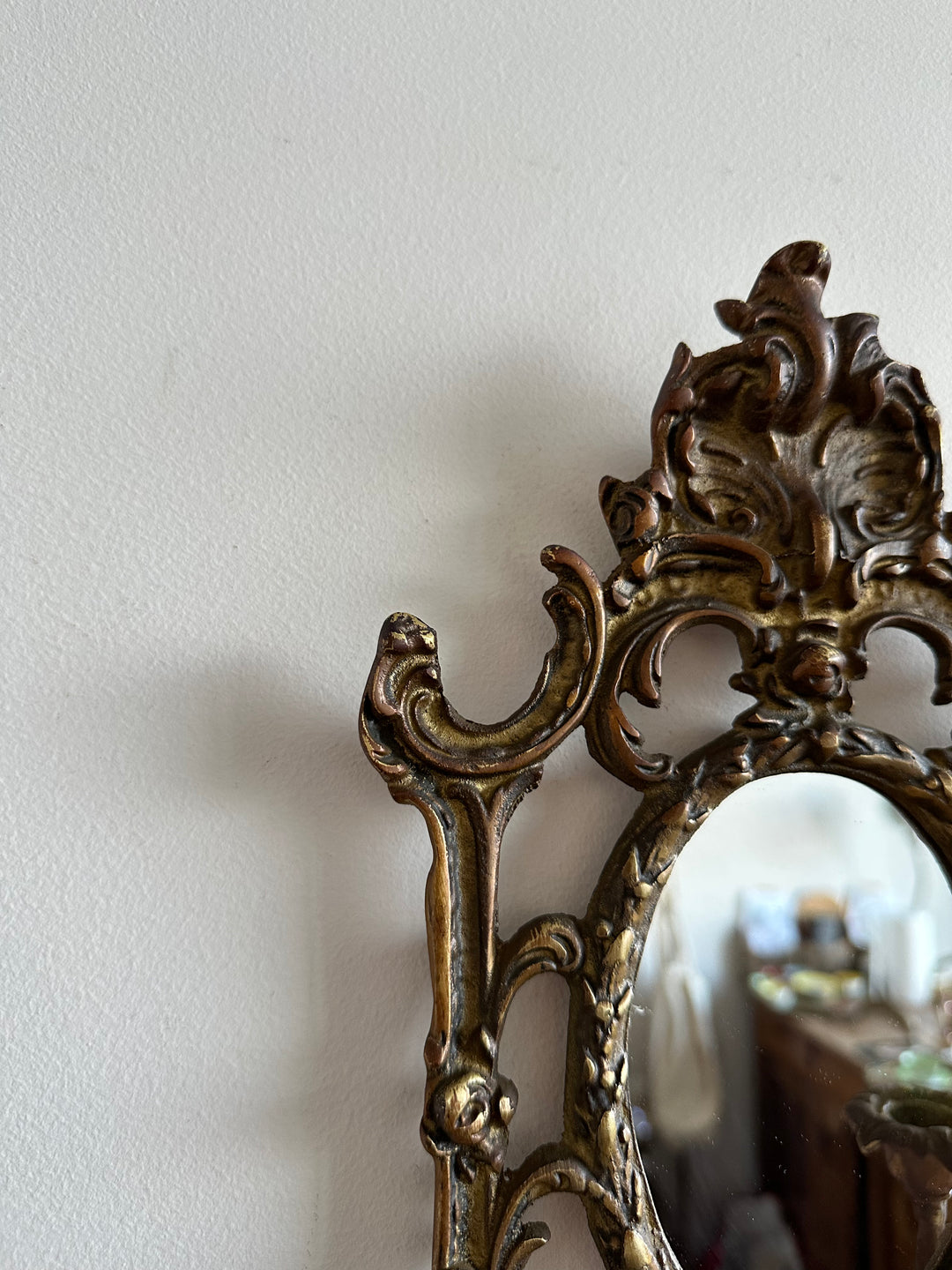 Miroir baroque en bronze bougeoirs amovibles