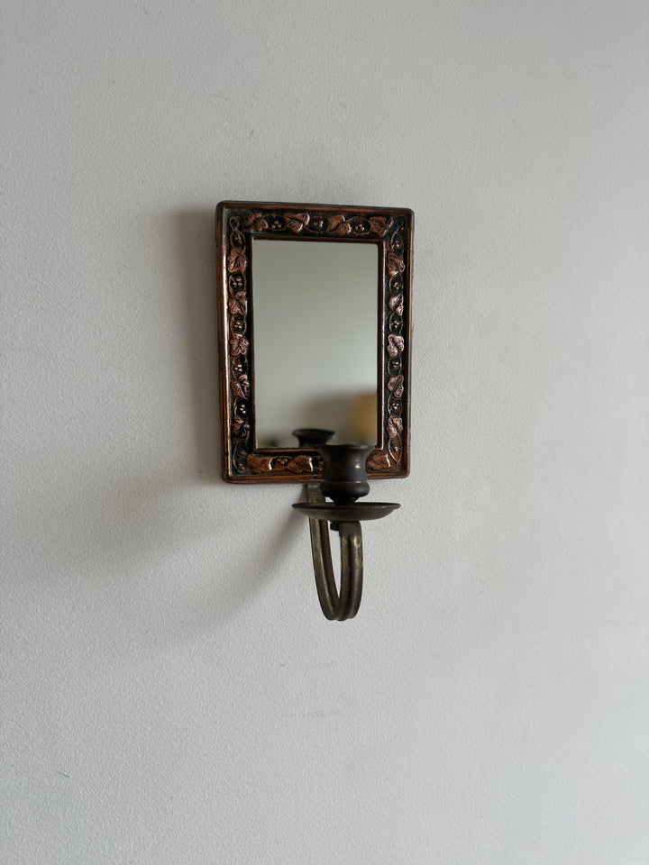 Miroir anglais en cuivre bougeoir frontal