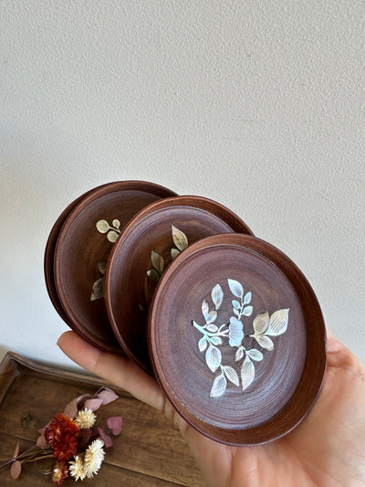 Sous-verres en bois et nacre