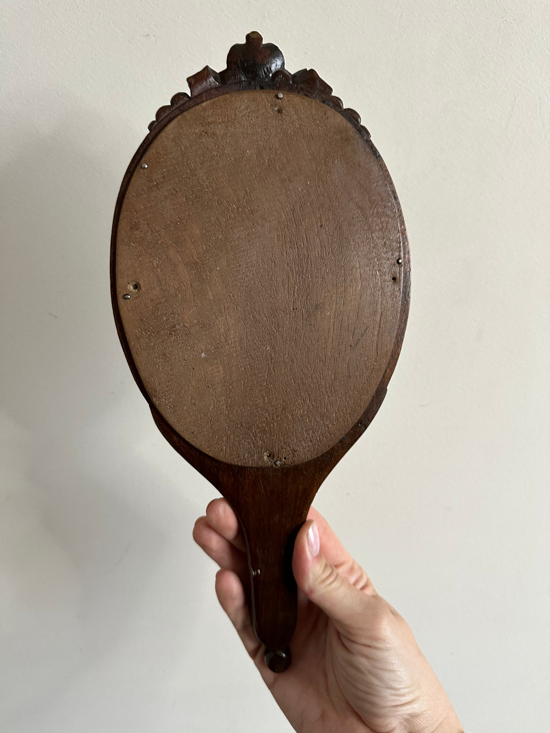 Miroir à main Art nouveau en bois sculpté