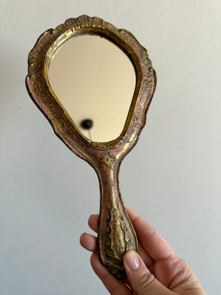 Miroir à main florentin en bois