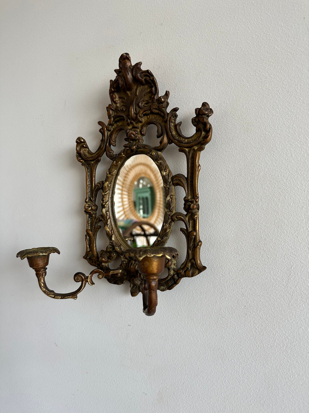 Miroir baroque en bronze bougeoirs amovibles