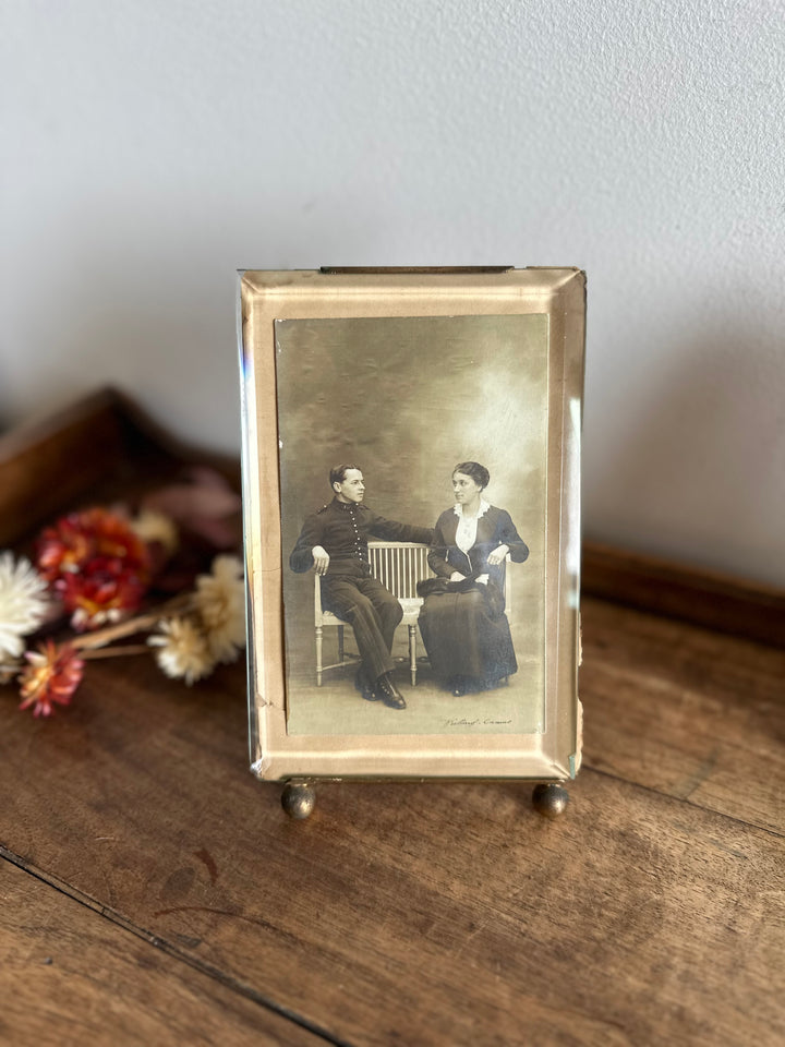 Cadres photos en laiton et verre biseauté époque Napoléon III