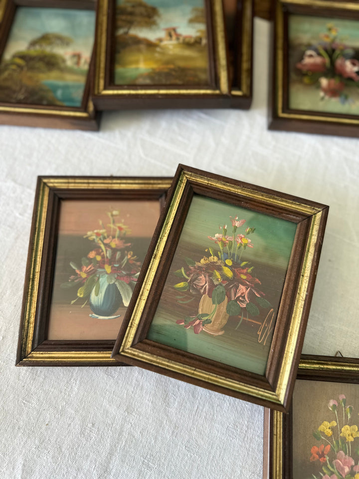 Peintures miniatures sur cuivre encadrées années 50