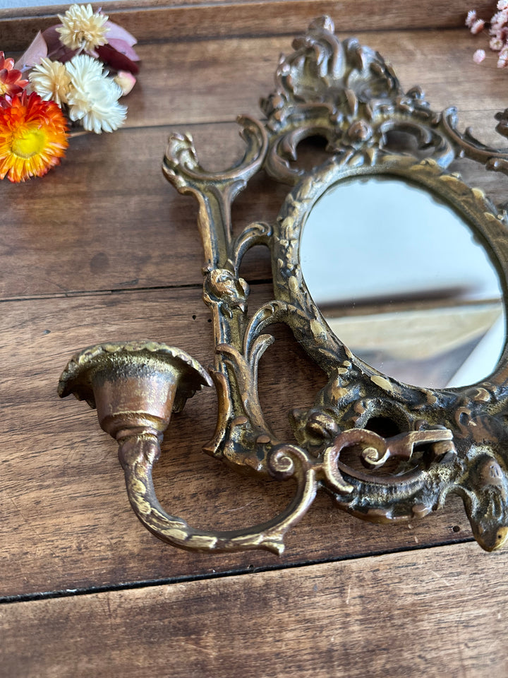 Miroir baroque en bronze bougeoirs amovibles