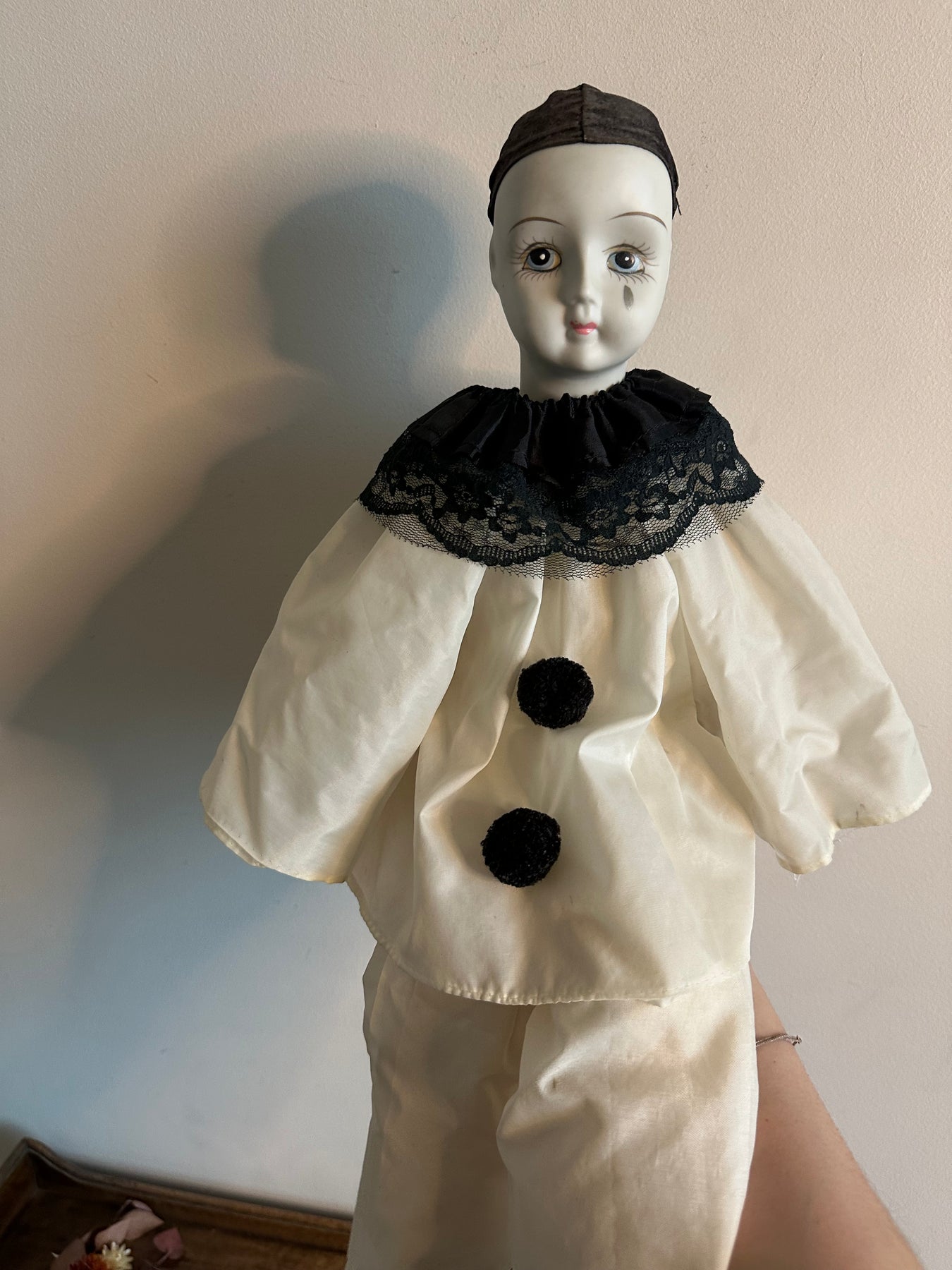 Poupée Indienne Vintage - Tête, Bras, Jambes En Porcelaine - Yeux En Verre