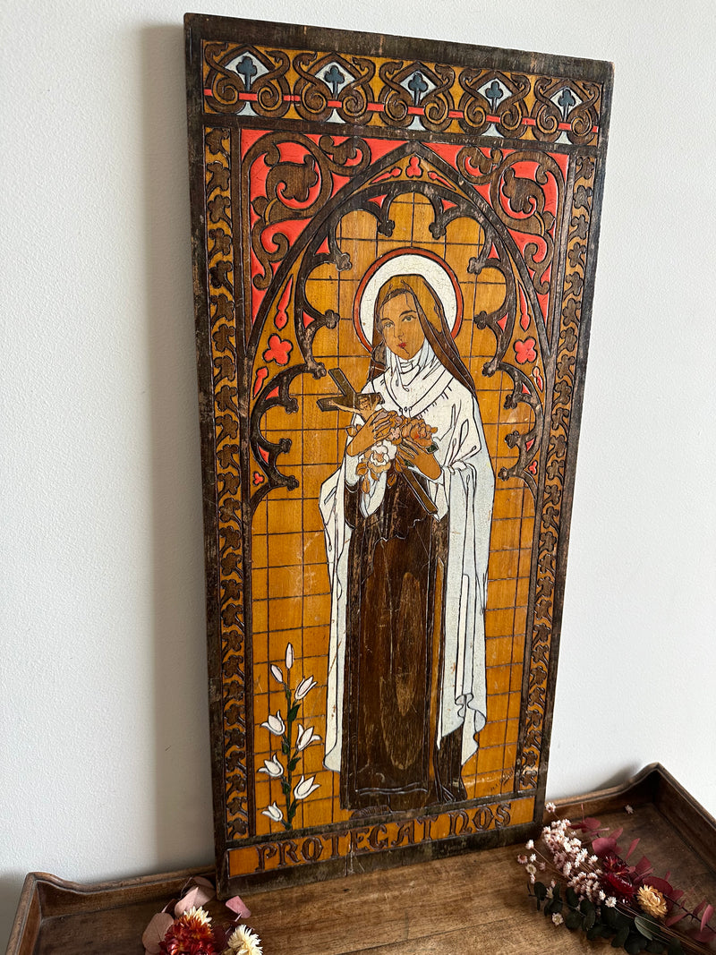 Sainte thérèse de Lisieux Protegat Nos gravure sur bois