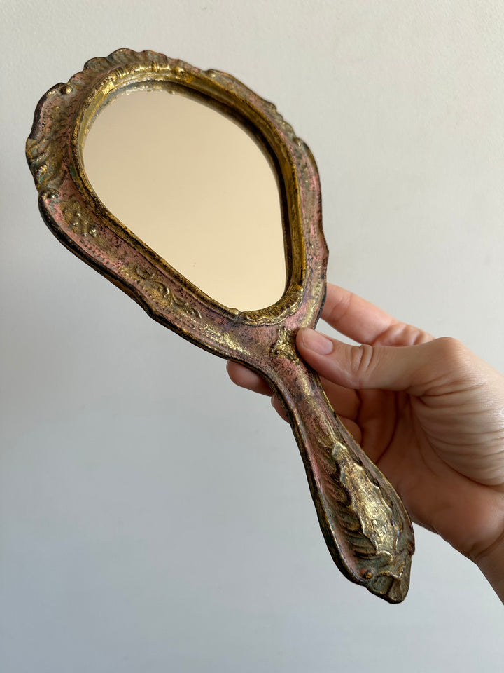 Miroir à main florentin en bois