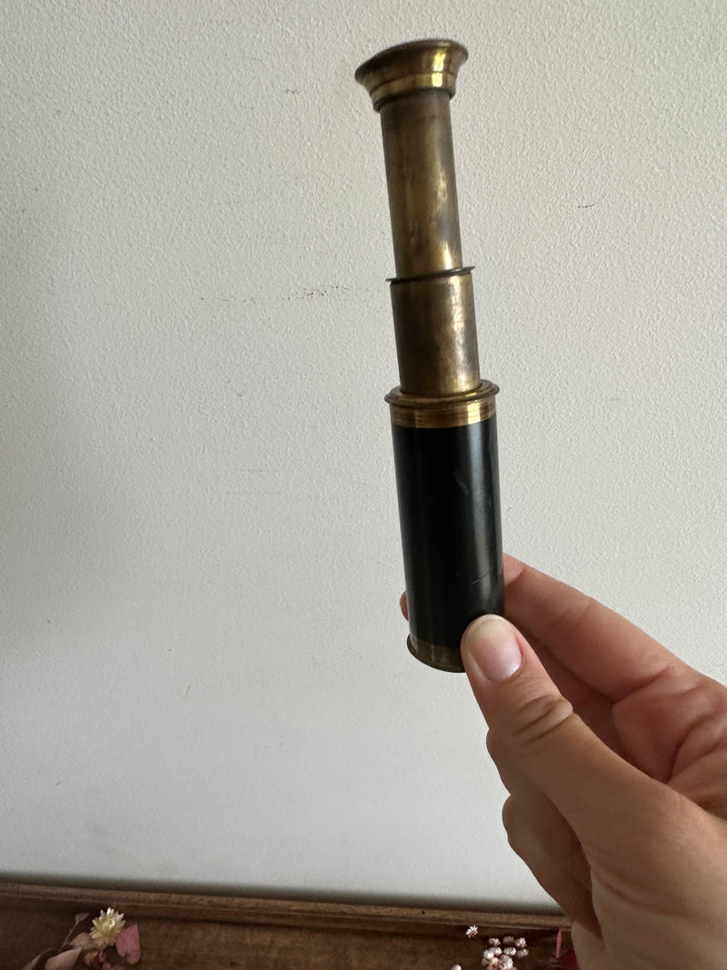 Longue Vue En Laiton Avec Boîte En Bois 15 Cm - Télescope De Poche Vintage
