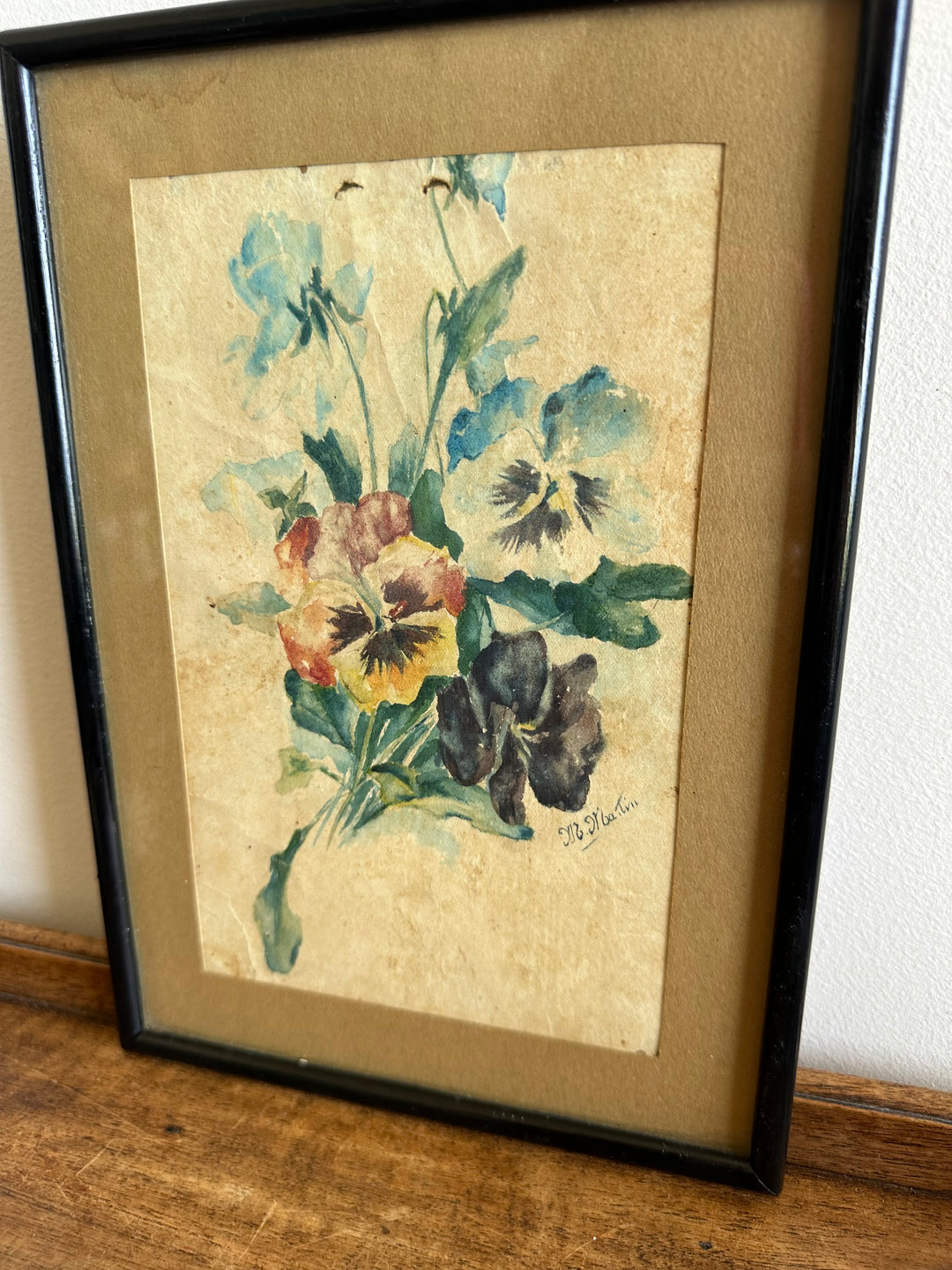 Aquarelle bouquet de fleurs années 1900