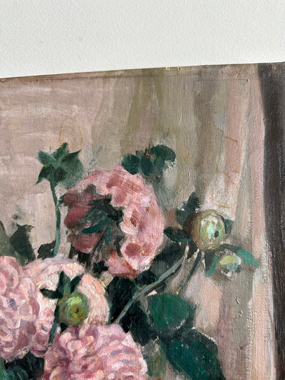Peinture sur toile bouquet de fleurs roses 1924