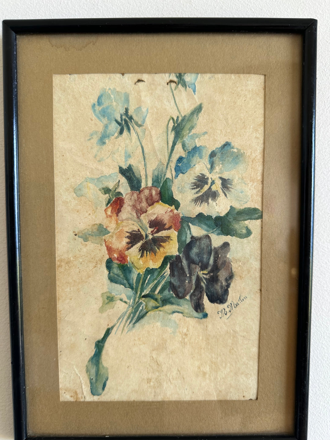 Aquarelle bouquet de fleurs années 1900