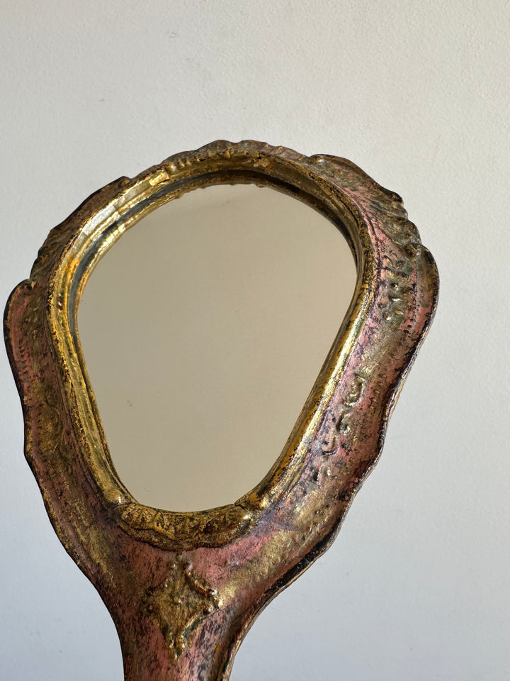 Miroir à main florentin en bois