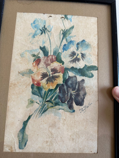 Aquarelle bouquet de fleurs années 1900