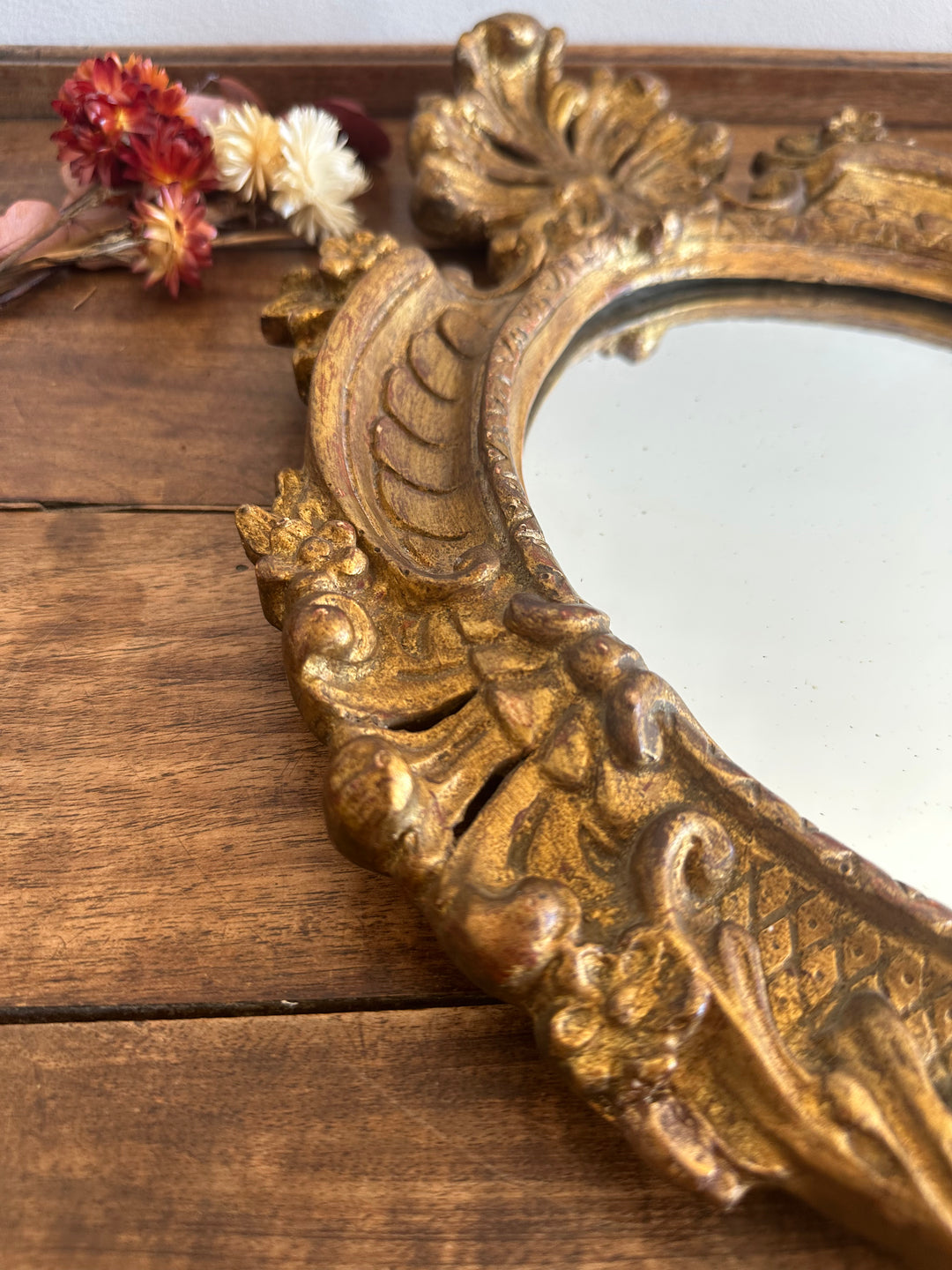 Miroir en bois et stuc 19ème style rococo