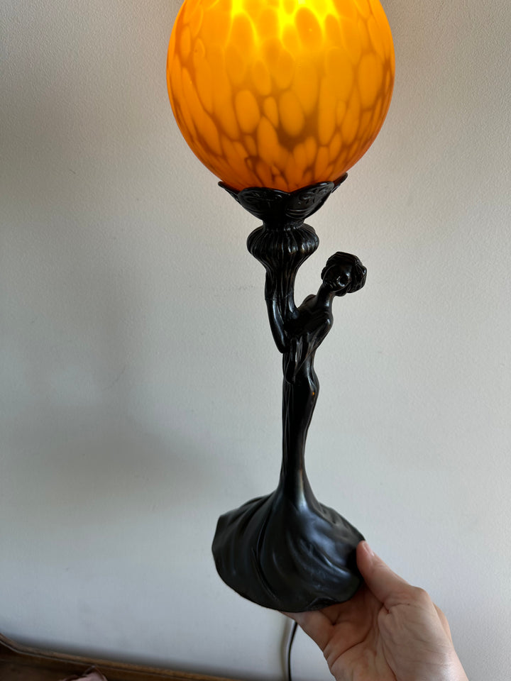 Lampes style Art Nouveau globes orangés