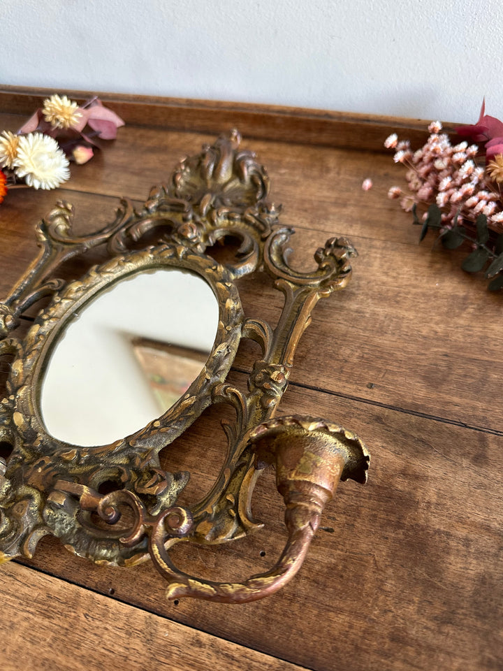 Miroir baroque en bronze bougeoirs amovibles