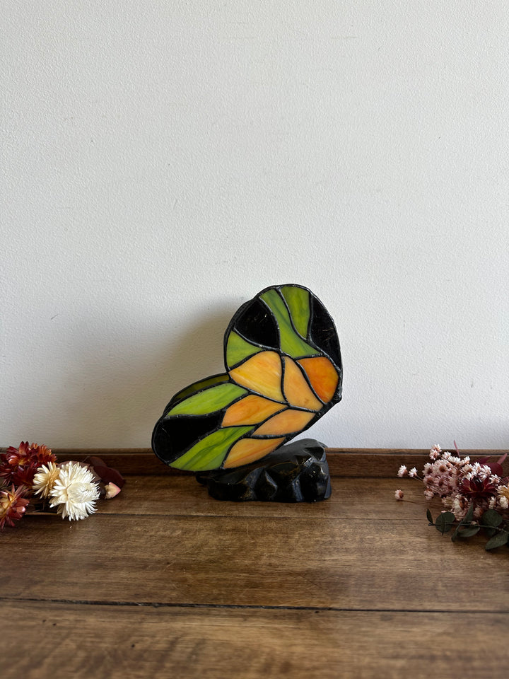 Lampe de chevet papillon en pâte de verre