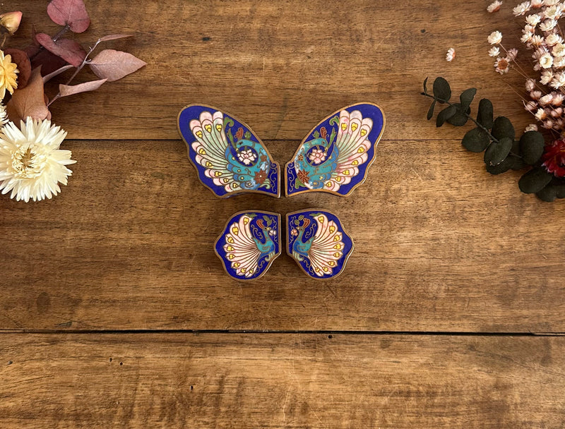 Papillon en laiton cloisonné émaillé