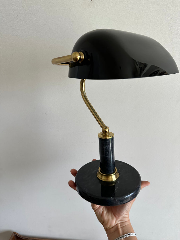 Lampe de notaire en opaline et marbre