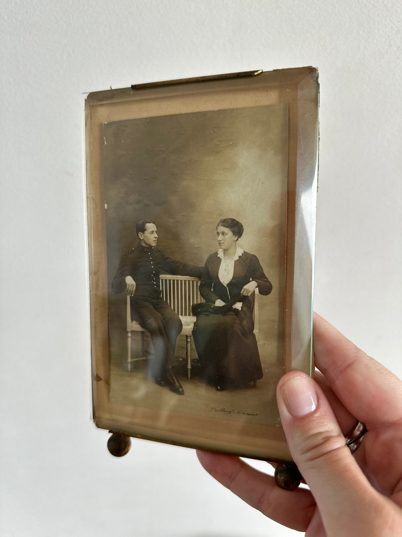 Cadres photos en laiton et verre biseauté époque Napoléon III