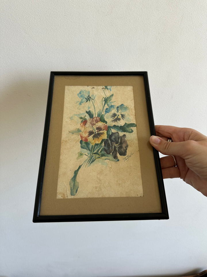 Aquarelle bouquet de fleurs années 1900