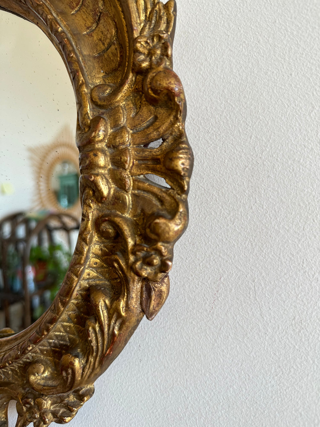 Miroir en bois et stuc 19ème style rococo