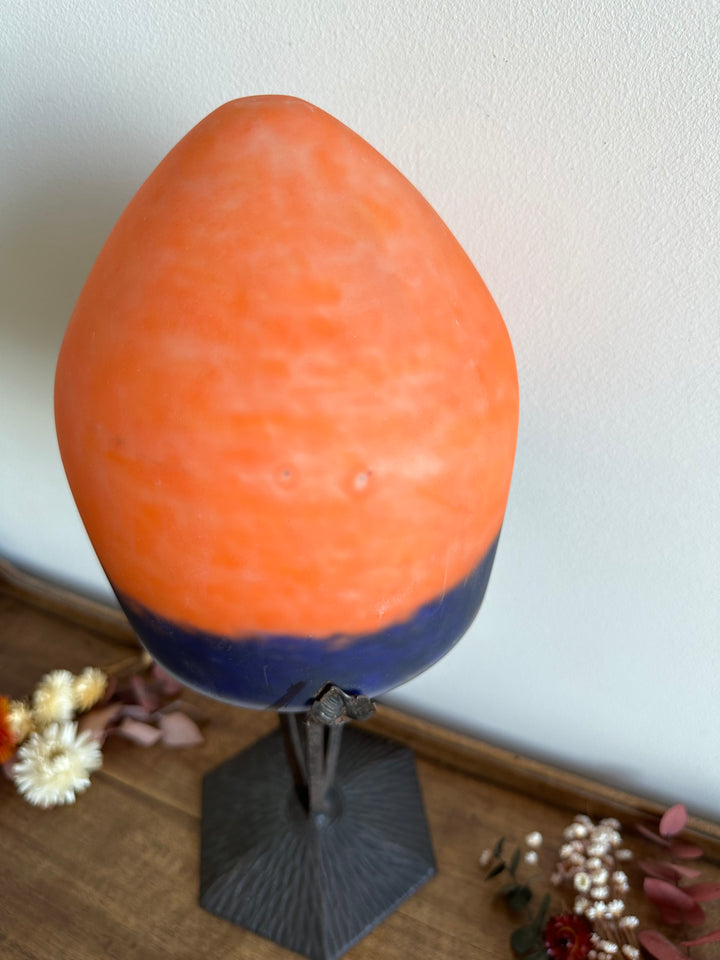 Lampe champignon en verre fumé orangé années 50