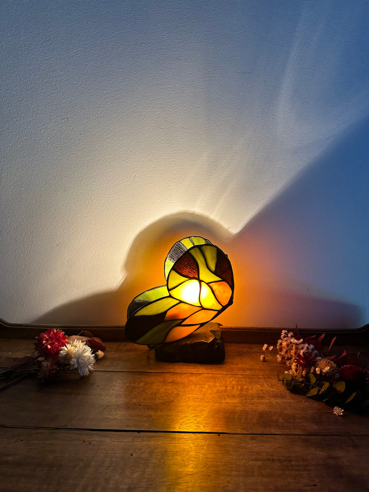 Lampe de chevet papillon en pâte de verre