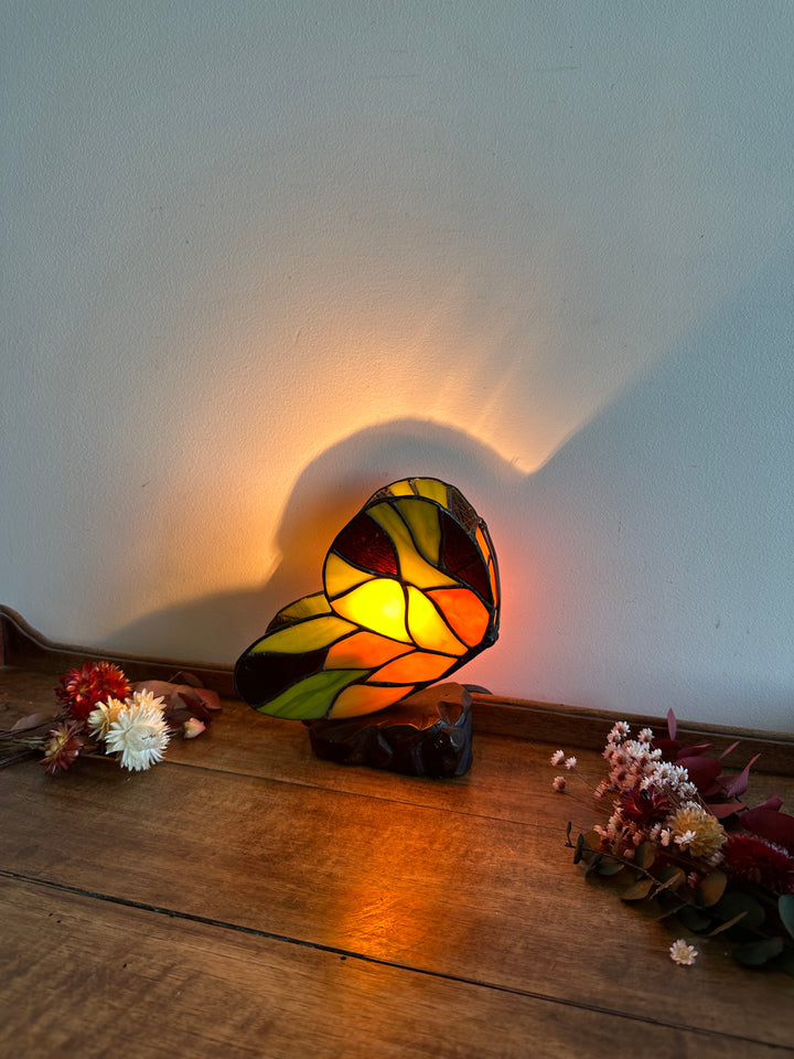 Lampe de chevet papillon en pâte de verre